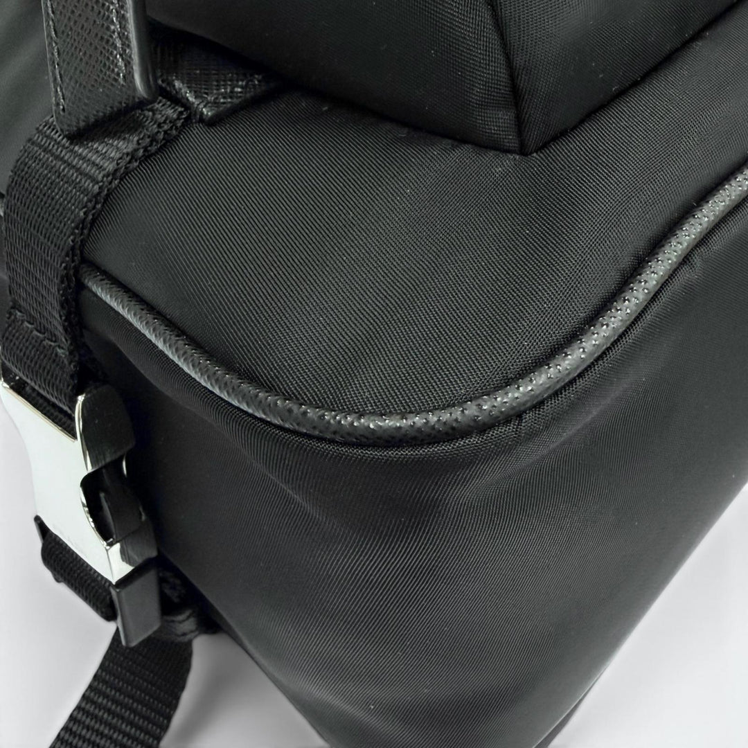 極美品▼PRADA プラダ 2VH191 ナイロン レザー トライアングルロゴ 三角プレート Re-Nylon ショルダーバッグ ブラック イタリア製 メンズ