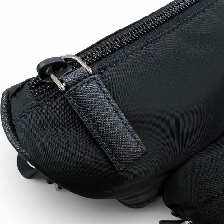 極美品▼PRADA プラダ 2VH191 ナイロン レザー トライアングルロゴ 三角プレート Re-Nylon ショルダーバッグ ブラック イタリア製 メンズ