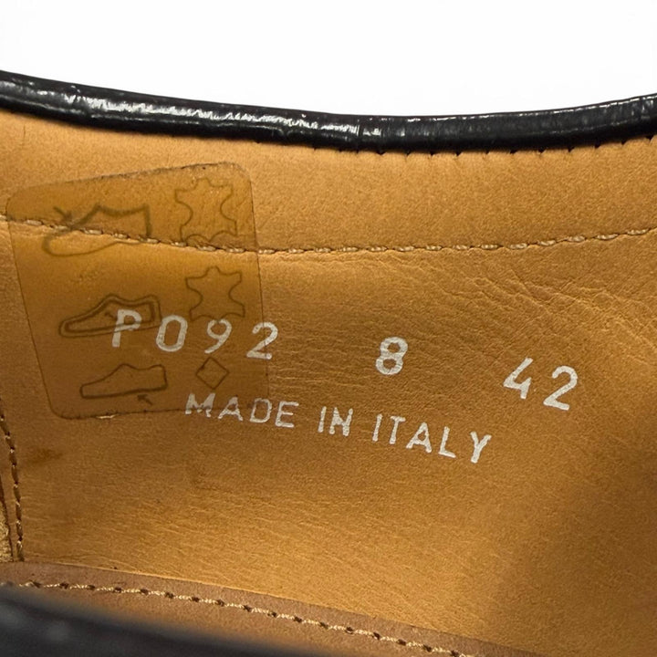 極美品▼Paul Smith ポールスミス ファー装飾 レースアップ チロリアンシューズ レザーシューズ ブラック 8 イタリア製 メンズ
