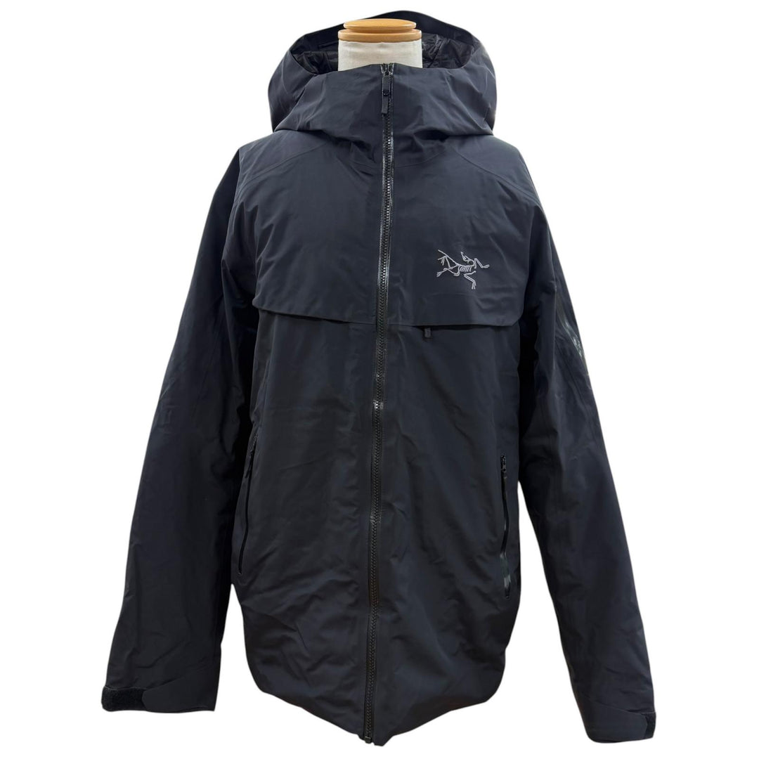 美品▼ARC TERYX アークテリクス X000007430 MACAI LIGHT WEIGHT JACKET ロゴ刺繍 フーデッド ZIP ダウンジャケット ブラック XL 正規品