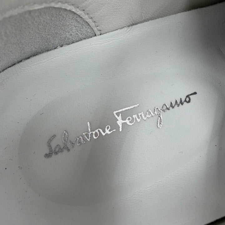 極美品☆Salvatore Ferragamo サルヴァトーレフェラガモ BORG PRINT フローラルプリント レザー スニーカー ホワイト ピンク系 5.5