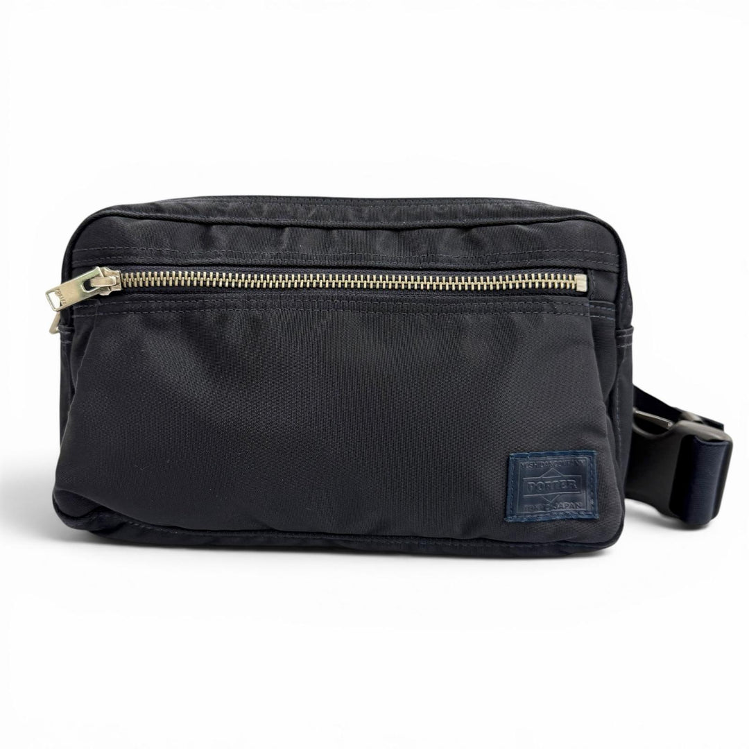 極美品▼PORTER ポーター LIFT WAIST BAG リフト ナイロンツイル レザー ボディバッグ ウエストバッグ ダークネイビー　メンズ