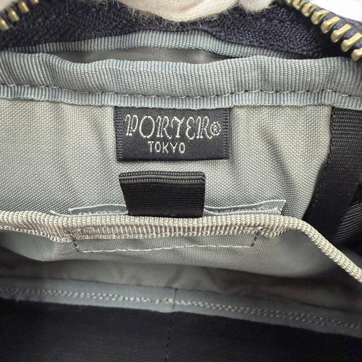 極美品▼PORTER ポーター LIFT WAIST BAG リフト ナイロンツイル レザー ボディバッグ ウエストバッグ ダークネイビー　メンズ