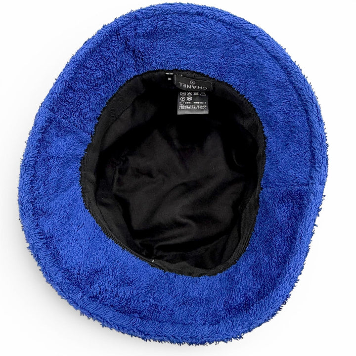 美品△CHANEL シャネル 21C ココマーク パイル地 バケットハット 帽子 ブルー M 正規品 レディース オススメ◎