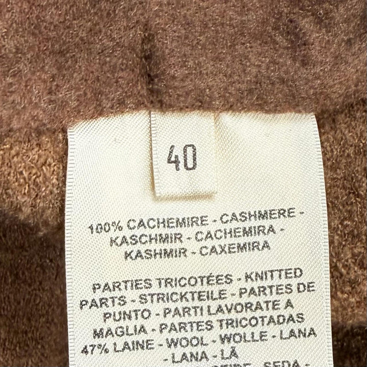 極美品★HERMES エルメス 23AW 3H0142DB カシミヤ混 セリエボタン ベルト付 ニット切替 フーテッドコート ブラウン 40 伊製 正規品
