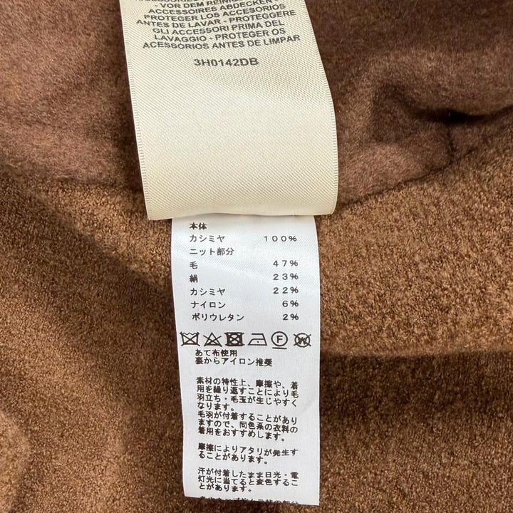 極美品★HERMES エルメス 23AW 3H0142DB カシミヤ混 セリエボタン ベルト付 ニット切替 フーテッドコート ブラウン 40 伊製 正規品