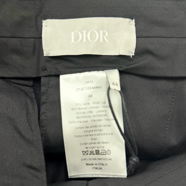 未使用品□DIOR ディオール オム 013C120A4441 ウール モヘア シングル スラックス トラウザーズパンツ ネイビー 44 イタリア製 正規品