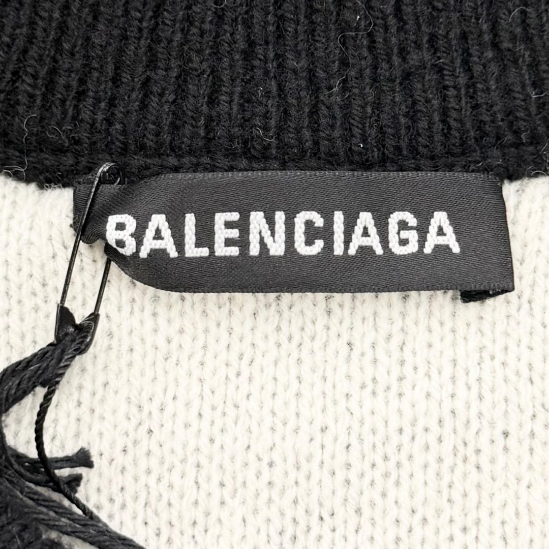 未使用品□BALENCIAGA バレンシアガ 21AW 648433 ロゴ総柄 クルーネック オールオーバーニット セーター ブラック M イタリア製 正規品