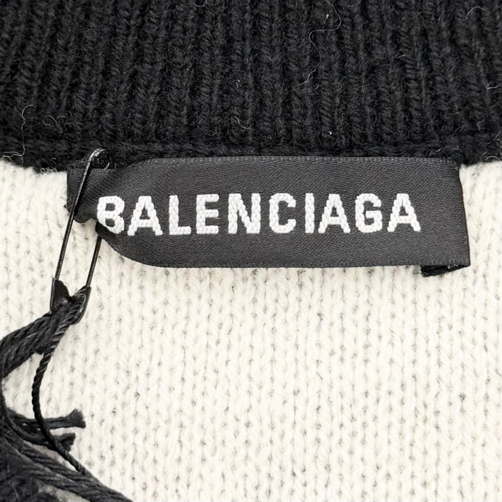 未使用品□BALENCIAGA バレンシアガ 21AW 648433 ロゴ総柄 クルーネック オールオーバーニット セーター ブラック M イタリア製 正規品