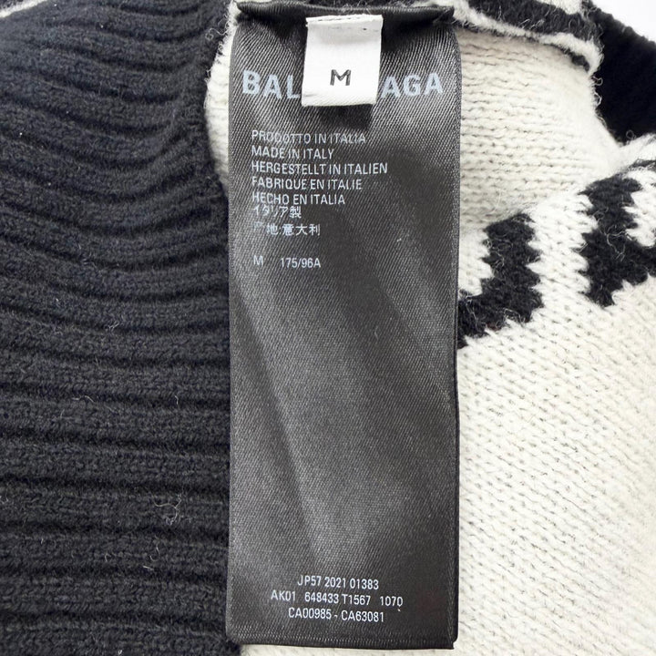 未使用品□BALENCIAGA バレンシアガ 21AW 648433 ロゴ総柄 クルーネック オールオーバーニット セーター ブラック M イタリア製 正規品