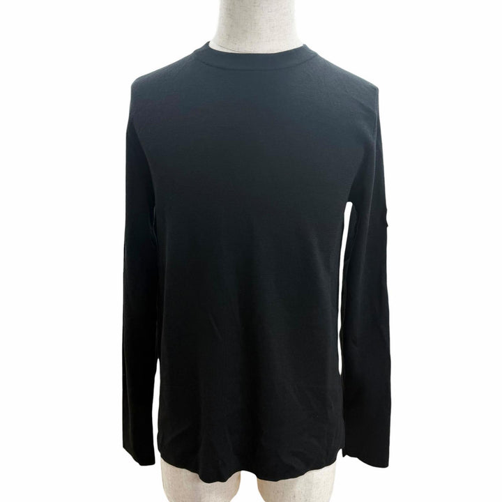 極美品□DIOR ディオール オム 933M647AT313 ウール シルク ロゴワッペン クルーネック ニット トップス ブラック M イタリア製 正規品