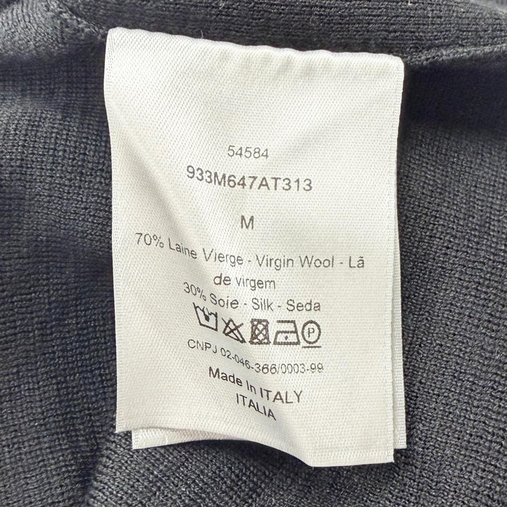 極美品□DIOR ディオール オム 933M647AT313 ウール シルク ロゴワッペン クルーネック ニット トップス ブラック M イタリア製 正規品