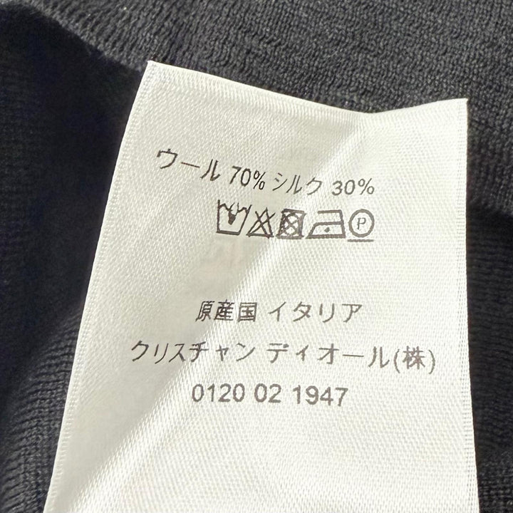 極美品□DIOR ディオール オム 933M647AT313 ウール シルク ロゴワッペン クルーネック ニット トップス ブラック M イタリア製 正規品