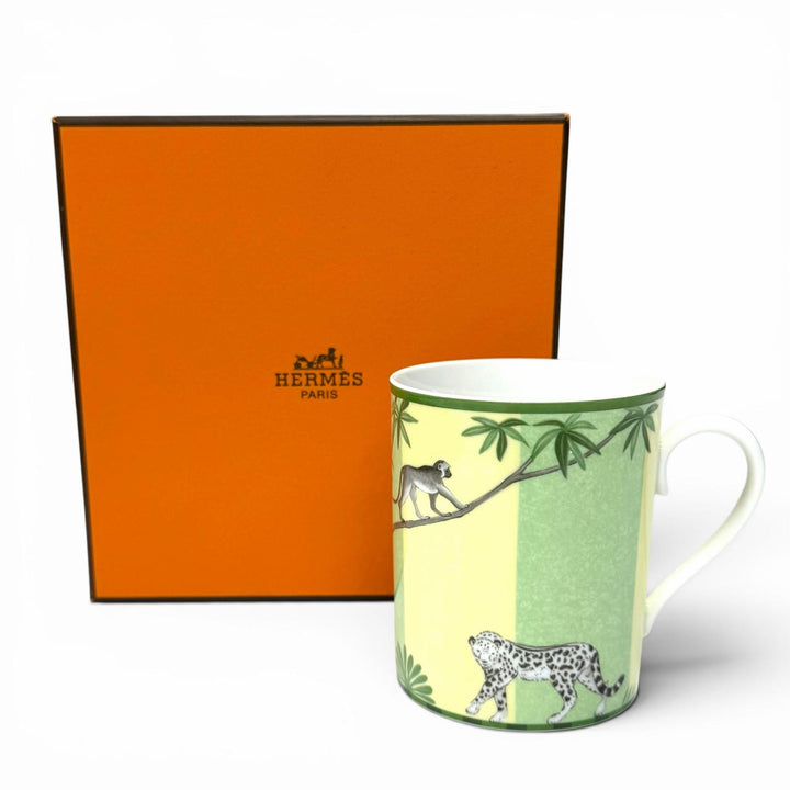 美品★HERMES エルメス アフリカ アニマル マグカップ コップ 食器 グリーン レディース 箱付き