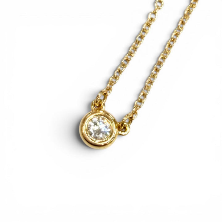 美品★TIFFANY&amp;Co. ティファニー エルサペレッティ バイザヤード 1P ダイヤ ネックレス AU750(PG) 約0.12ct ピンクゴールド 総重量2.1g