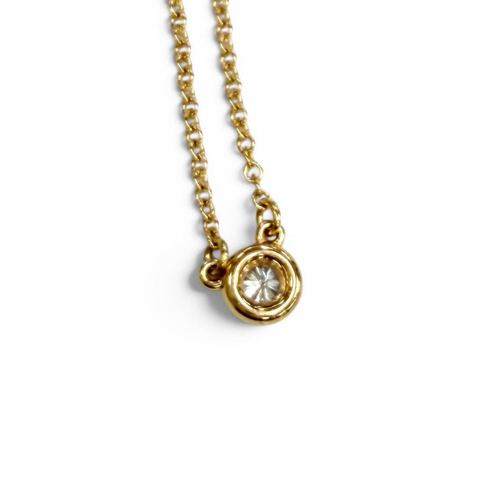 美品★TIFFANY&amp;Co. ティファニー エルサペレッティ バイザヤード 1P ダイヤ ネックレス AU750(PG) 約0.12ct ピンクゴールド 総重量2.1g