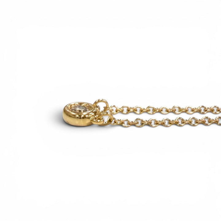 美品★TIFFANY&amp;Co. ティファニー エルサペレッティ バイザヤード 1P ダイヤ ネックレス AU750(PG) 約0.12ct ピンクゴールド 総重量2.1g