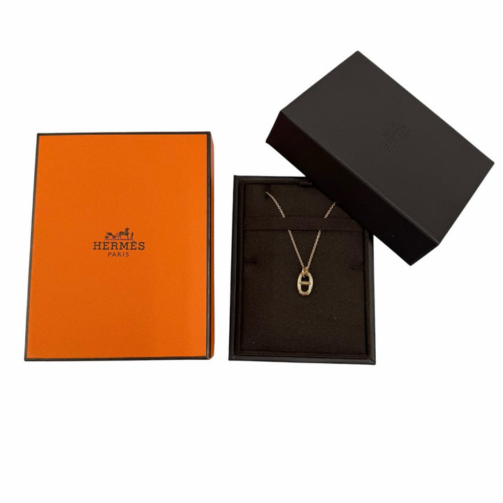極美品◇HERMES エルメス 25A344374 ファランドール PM シェーヌダンクル 750(PG) ネックレス ピンクゴールド フランス製 重量5.17g 箱付