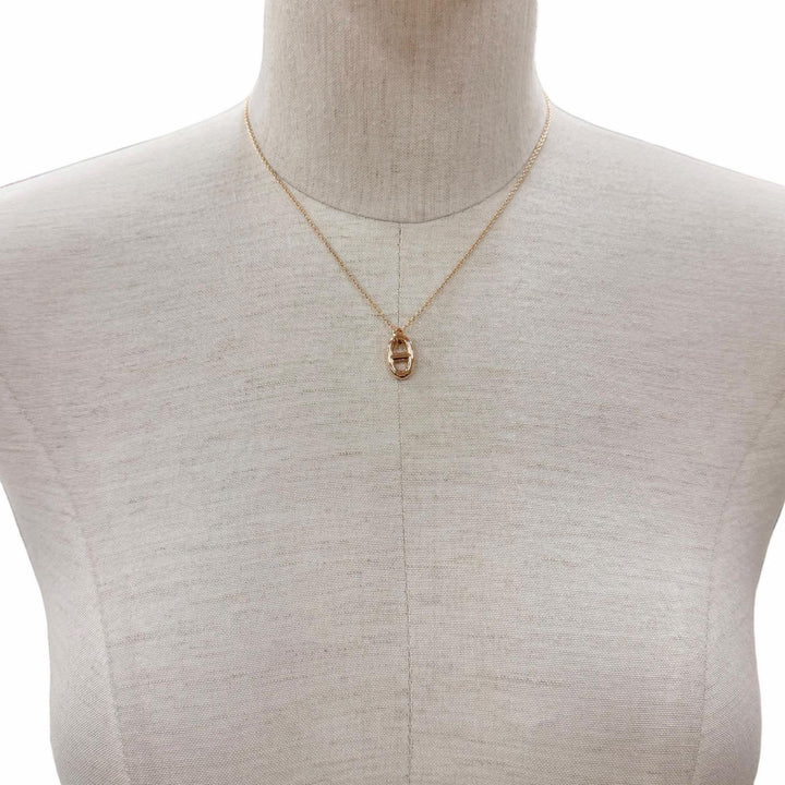 極美品◇HERMES エルメス 25A344374 ファランドール PM シェーヌダンクル 750(PG) ネックレス ピンクゴールド フランス製 重量5.17g 箱付