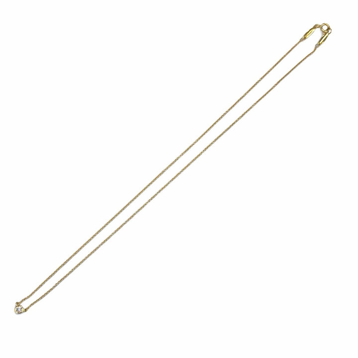 美品★TIFFANY&amp;Co. ティファニー エルサペレッティ バイザヤード 1P ダイヤ ネックレス 750(YG) 約0.05ct 直径約3.9㎜ 総重量1.88g