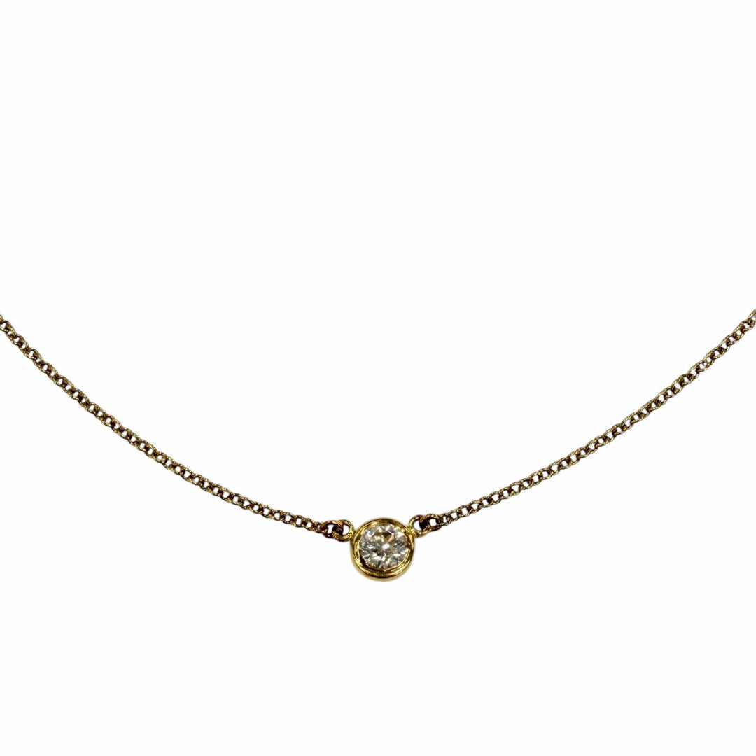 美品◇TIFFANY&amp;Co. ティファニー バイザヤード 750 YG ダイヤ1P約0.12ct 枠直径約4.45mm 09年1月購入 ネックレス 重量1.9g 箱・保存袋付