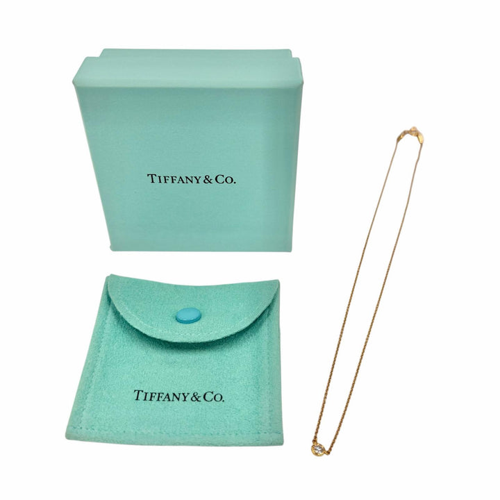 美品◇TIFFANY&amp;Co. ティファニー バイザヤード 750 YG ダイヤ1P約0.12ct 枠直径約4.45mm 09年1月購入 ネックレス 重量1.9g 箱・保存袋付