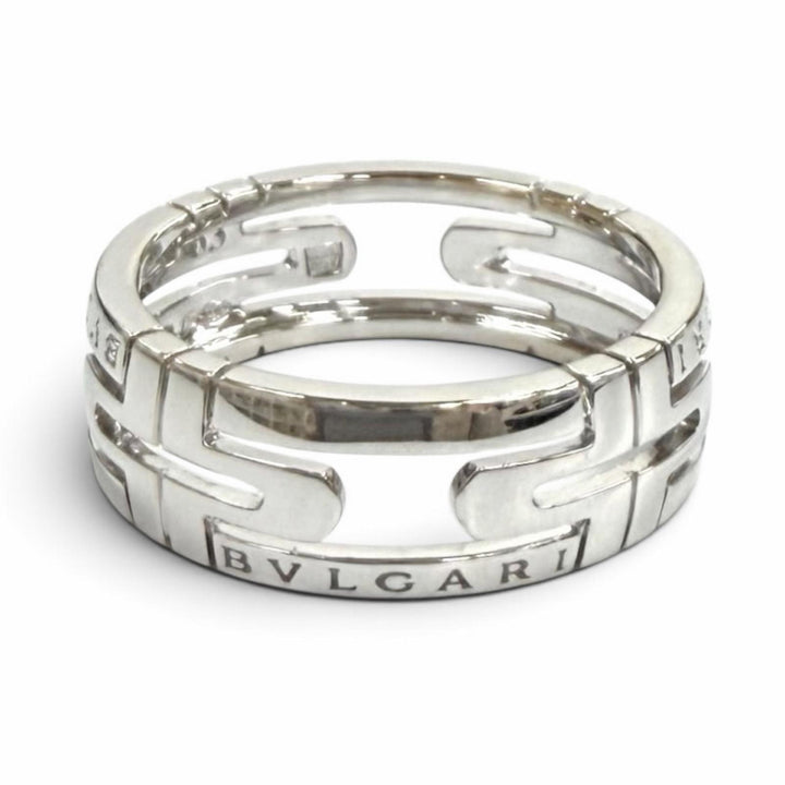 美品★BVLGARI ブルガリ AU750 パレンテシ オープンワーク リング 指輪 ホワイトゴールド 63（JP22号相当） 重量7.64g メンズ 箱付き
