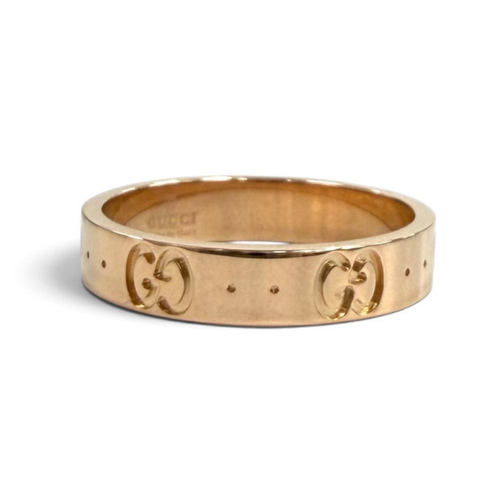 極美品★GUCCI グッチ 660070 アイコン リング 750(PG) 指輪 ピンクゴールド JP13号 イタリア製 重量3.69g レディース 箱・保存袋付き