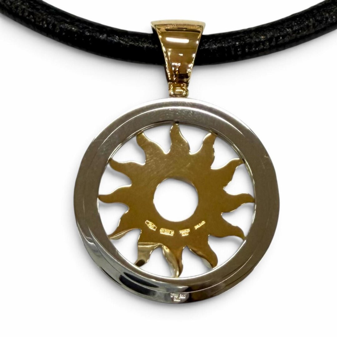 美品★BVLGARI ブルガリ 750(YG) ステンレススチール トンド サン ネックレス イエローゴールド シルバー イタリア製 総重量25.3g 箱付き