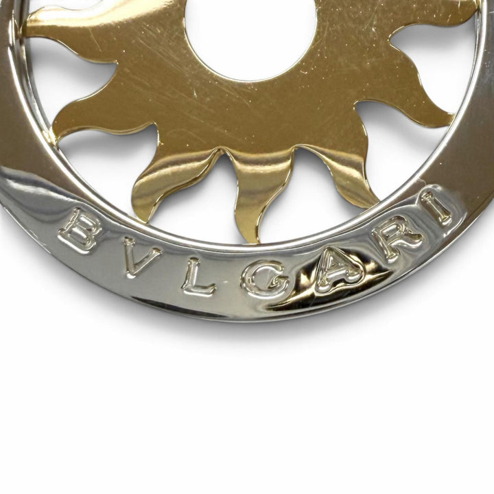 美品★BVLGARI ブルガリ 750(YG) ステンレススチール トンド サン ネックレス イエローゴールド シルバー イタリア製 総重量25.3g 箱付き
