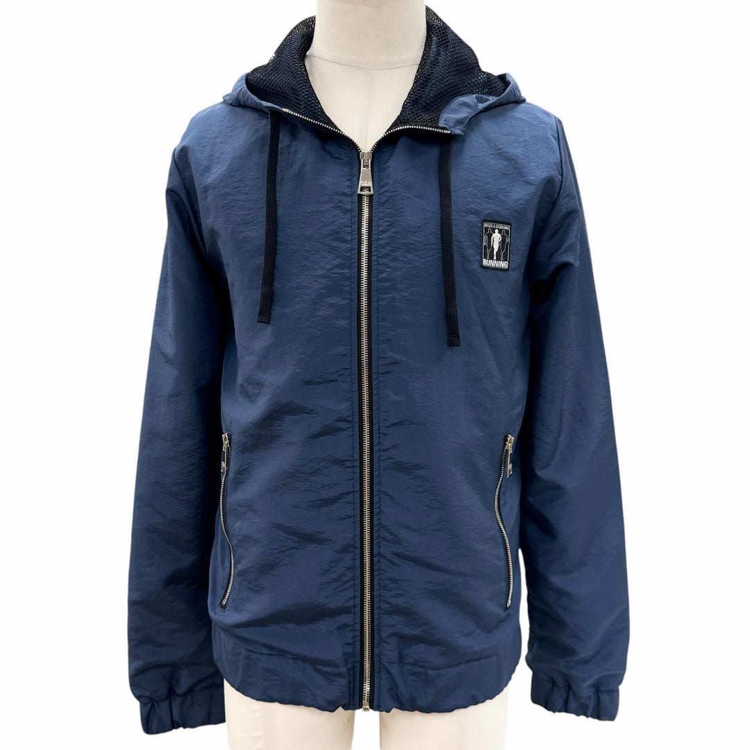 極美品▼DOLCE&amp;GABBANA ドルチェ＆ガッバーナ G9AH5T/G7VND 黒タグ ZIPUP ナイロンジャケット パーカー ネイビー 44 伊製 正規品 メンズ
