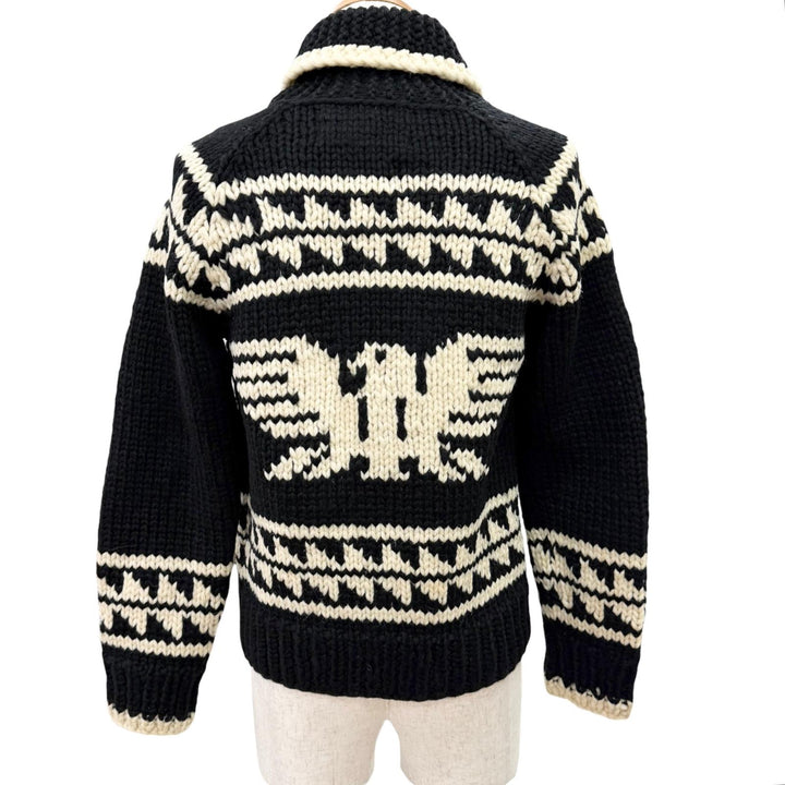 良品□NEIGHBORHOOD ネイバーフッド ウール ノルディック柄 ジップアップ カウチンニット ブラック アイボリー S カナダ製 正規品 メンズ
