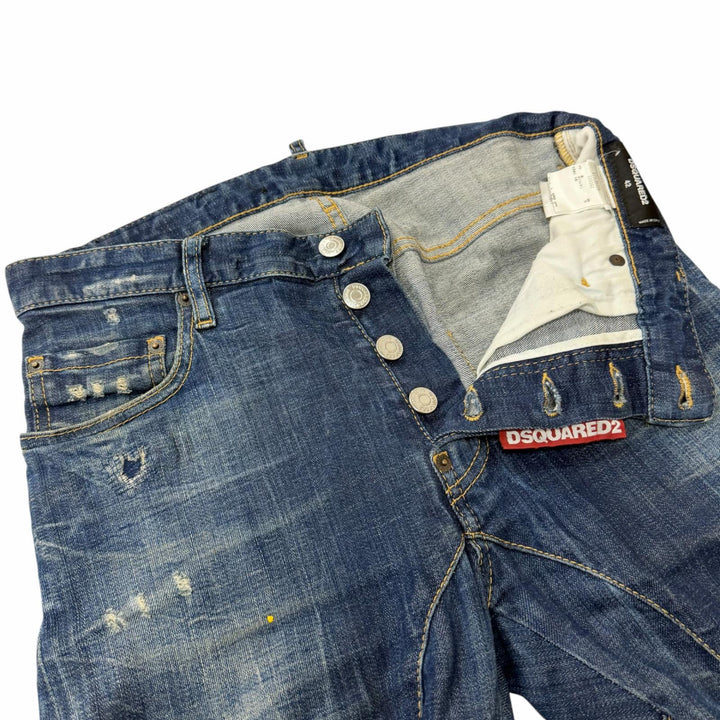 【ドンドン見直し】美品□DSQUARED2 ディースクエアード 20SS S71LB0725 ダメージ加工 ジーンズ デニムパンツ ブルー 42 伊製 正規品