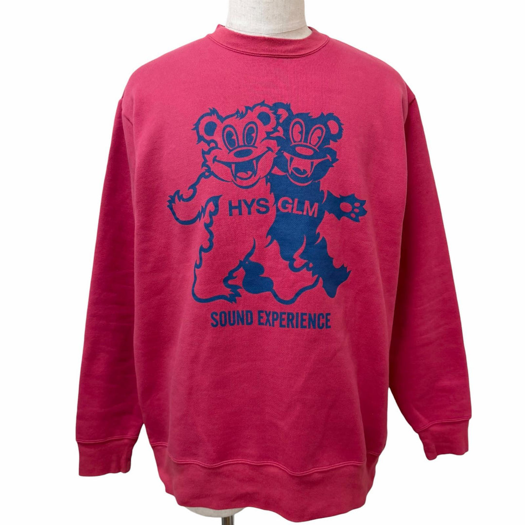 【ドンドン見直し】美品□HYSTERIC GLAMOUR ヒステリックグラマー 02253CS09 FIRE BEAR PARTY スウェット ピンク XL 日本製 正規品