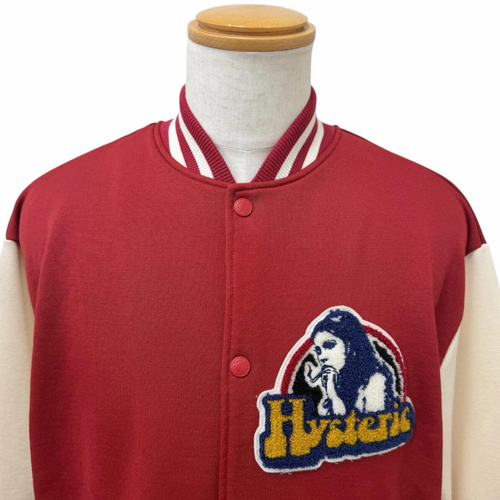 極美品□HYSTERIC GLAMOUR ヒステリックグラマー 02261CJ01 SMOKING GIRL ロゴプリント ワッペン スタジャン レッド XL 日本製 正規品