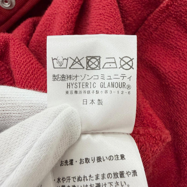 極美品□HYSTERIC GLAMOUR ヒステリックグラマー 02261CJ01 SMOKING GIRL ロゴプリント ワッペン スタジャン レッド XL 日本製 正規品