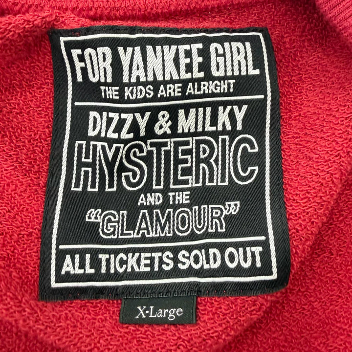 極美品□HYSTERIC GLAMOUR ヒステリックグラマー 02261CJ01 SMOKING GIRL ロゴプリント ワッペン スタジャン レッド XL 日本製 正規品