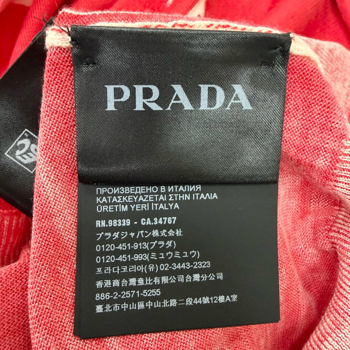 極美品□PRADA プラダ 22SS UMB352 カシミヤ バージンウール ロゴ刺繍 薄手 半袖 ニットポロシャツ レッド 46 イタリア製 正規品 メンズ