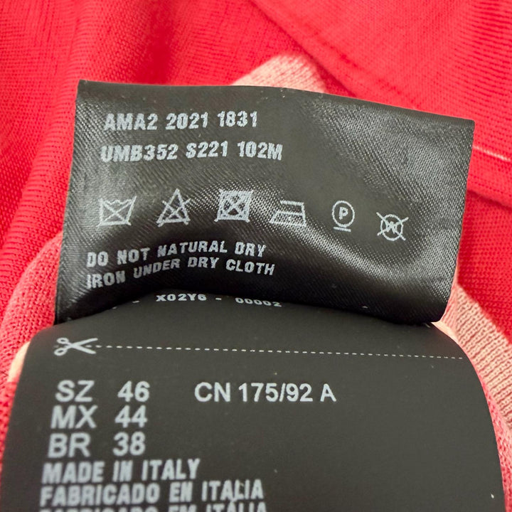 極美品□PRADA プラダ 22SS UMB352 カシミヤ バージンウール ロゴ刺繍 薄手 半袖 ニットポロシャツ レッド 46 イタリア製 正規品 メンズ