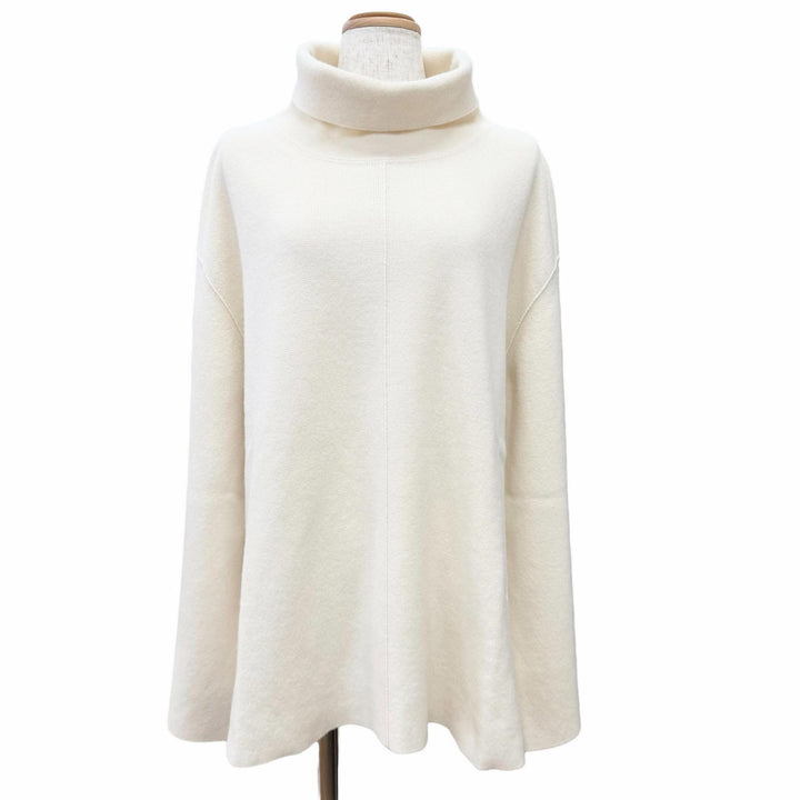 極美品△BLAMINK ブラミンク 7913-230-0247 ウール カシミヤ 12G ハイネック ロングスリーブ プルオーバー ニット アイボリー 36 正規品