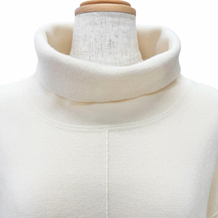 極美品△BLAMINK ブラミンク 7913-230-0247 ウール カシミヤ 12G ハイネック ロングスリーブ プルオーバー ニット アイボリー 36 正規品