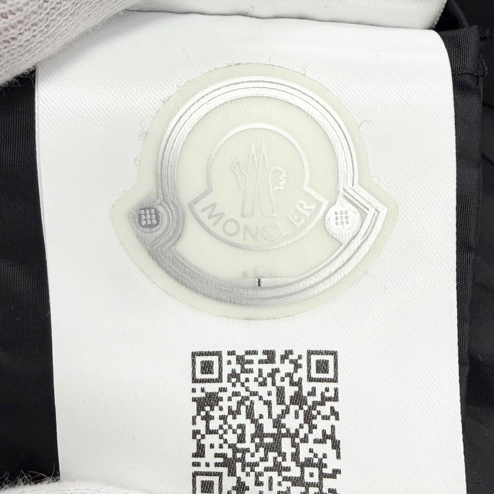 美品△MONCLER モンクレール TETRA テトラ ロゴワッペン フード付き レザー切替 ダウンジャケット ブラック 1 正規品 レディース