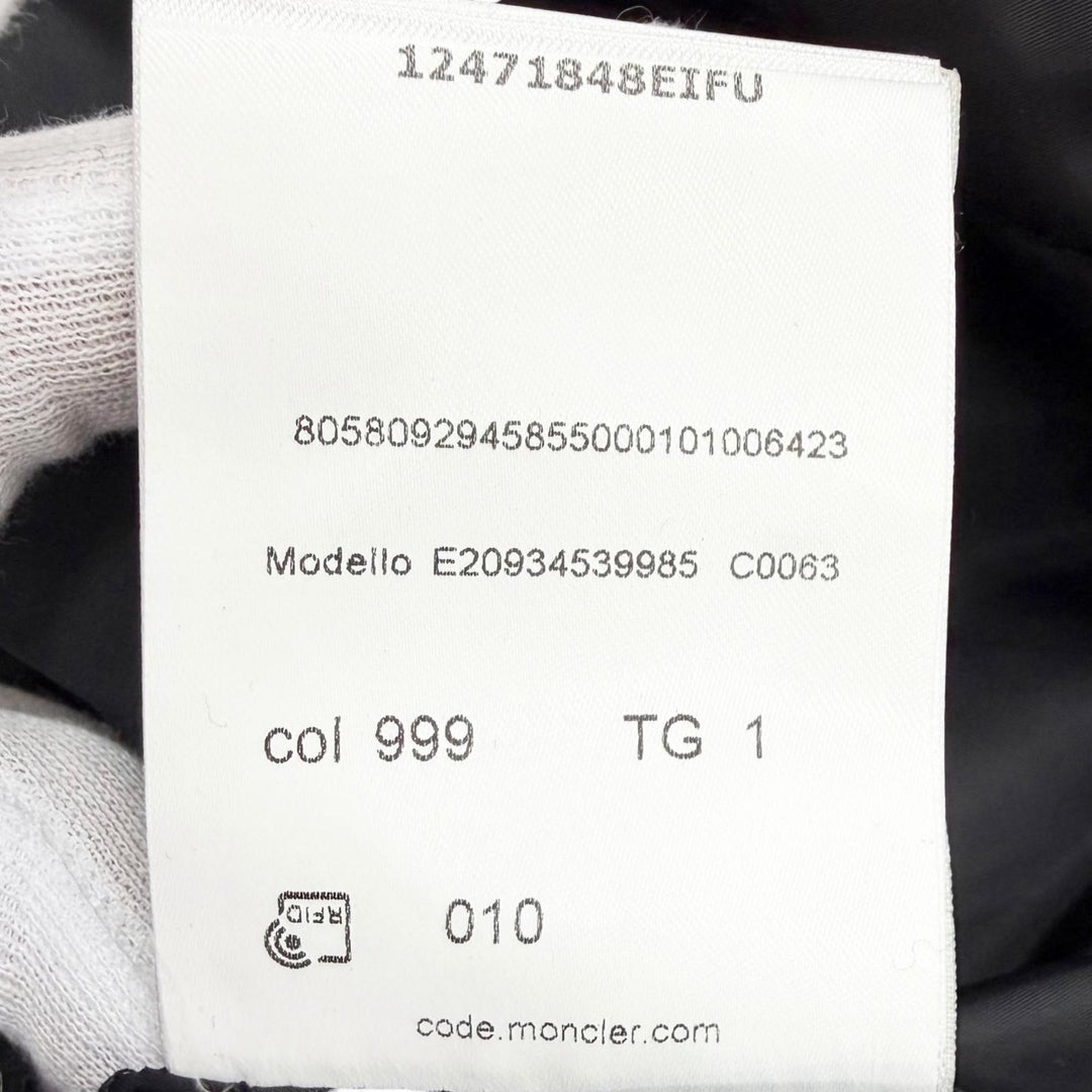 美品△MONCLER モンクレール TETRA テトラ ロゴワッペン フード付き レザー切替 ダウンジャケット ブラック 1 正規品 レディース