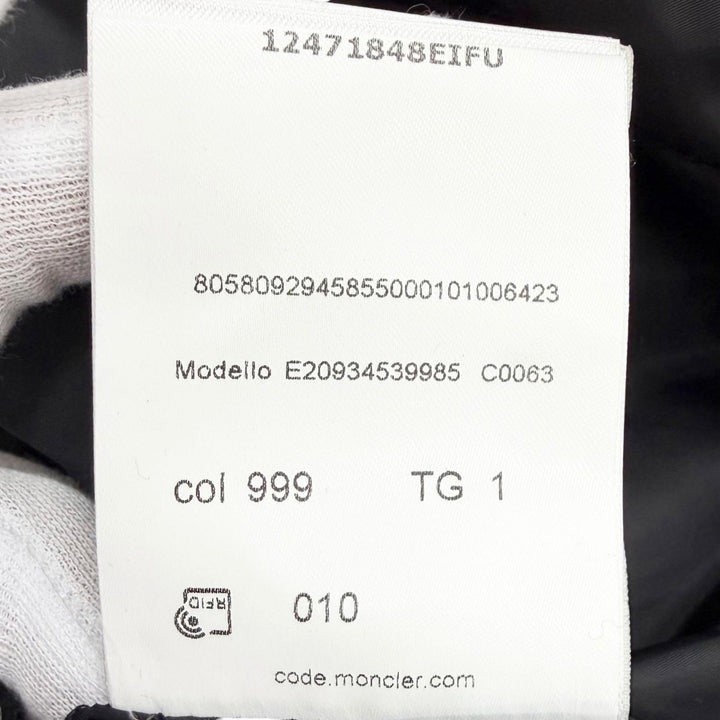美品△MONCLER モンクレール TETRA テトラ ロゴワッペン フード付き レザー切替 ダウンジャケット ブラック 1 正規品 レディース