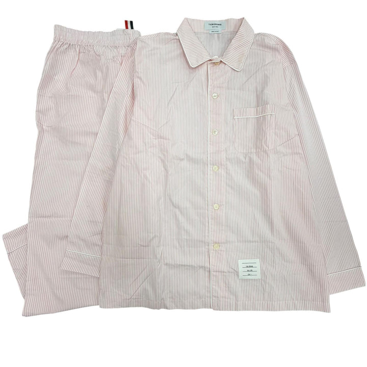 美品▼THOM BROWNE トムブラウン MPJ001A-08068680 コットン100% ストライプ柄 パジャマ セットアップ ピンク 4 正規品 メンズ 保存袋付