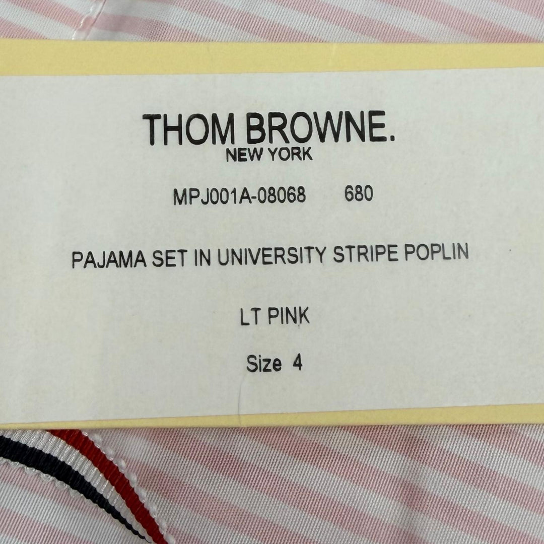 美品▼THOM BROWNE トムブラウン MPJ001A-08068680 コットン100% ストライプ柄 パジャマ セットアップ ピンク 4 正規品 メンズ 保存袋付