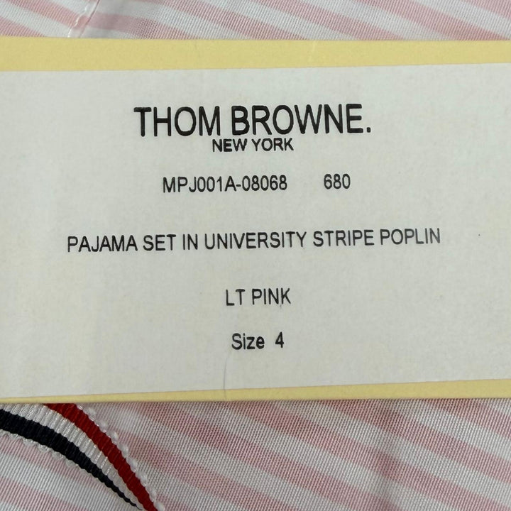 美品▼THOM BROWNE トムブラウン MPJ001A-08068680 コットン100% ストライプ柄 パジャマ セットアップ ピンク 4 正規品 メンズ 保存袋付