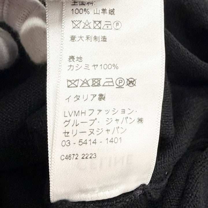 美品△CELINE セリーヌ 2AE27317T カシミヤ100％ トリオンフ刺繍 タートルネック 長袖 ニット セーター ブラック XS イタリア製 正規品