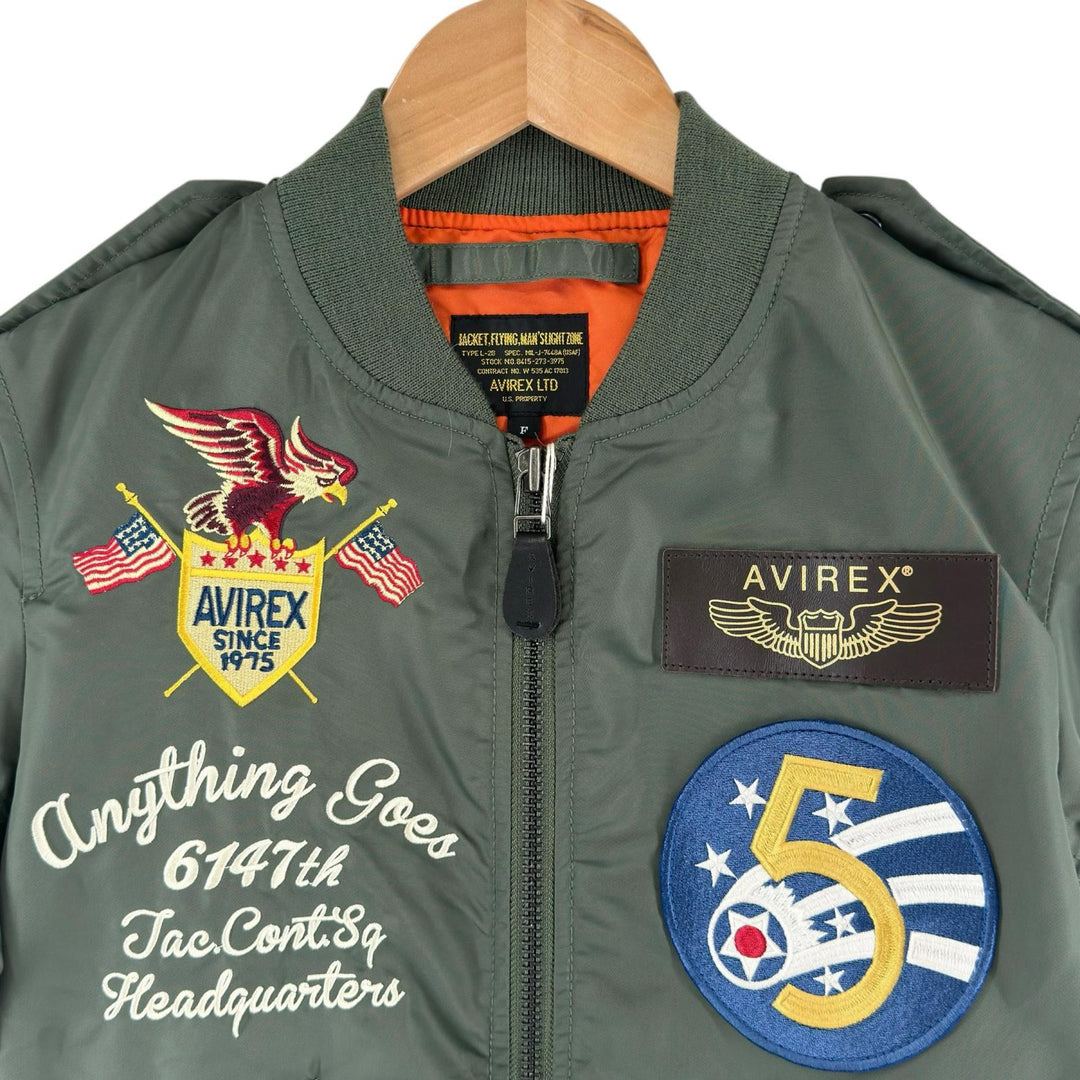未使用品▲AVIREX アヴィレックス 6172116 L-2 5th AIR FORCE 米第5空軍第6147戦術管制群 イーグル フライトジャケット カーキ F 正規品