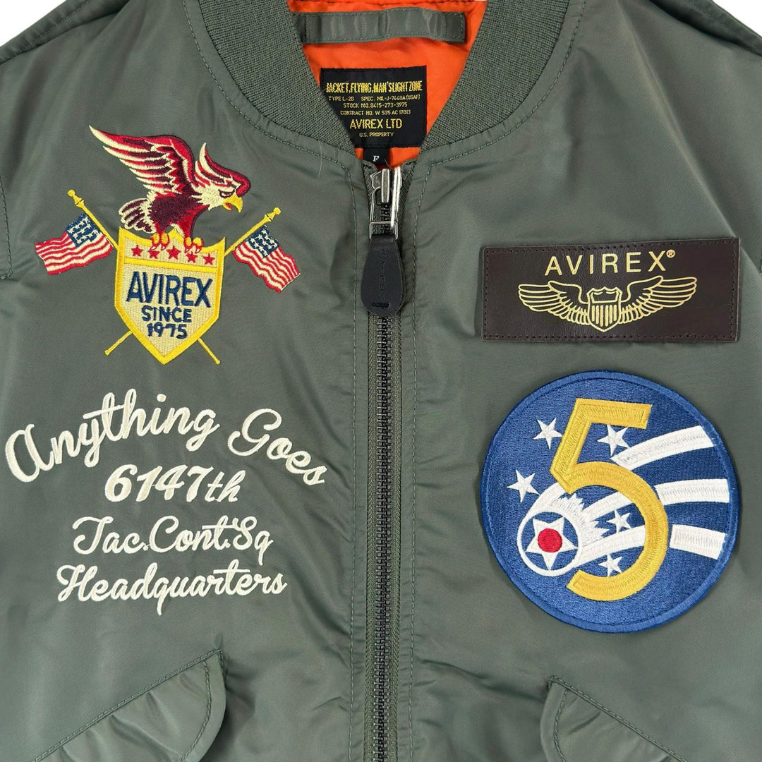 未使用品▲AVIREX アヴィレックス 6172116 L-2 5th AIR FORCE 米第5空軍第6147戦術管制群 イーグル フライトジャケット カーキ F 正規品